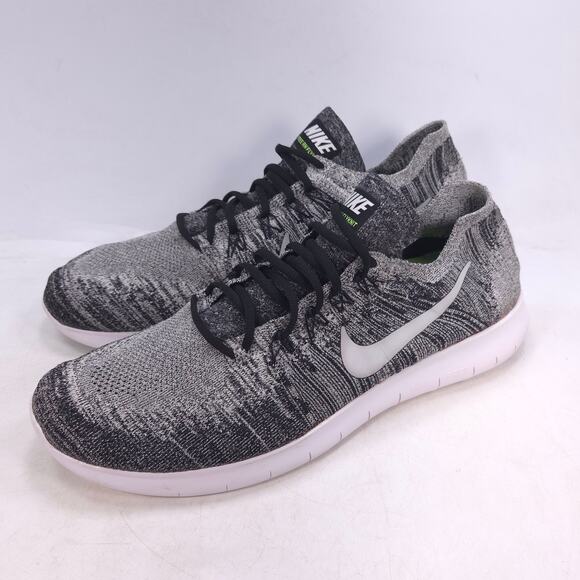 Nike Free RN Flyknit Athletic Lace Up Running Shoe Mens Size 14 880843-003 Gray - Picture 1 of 10
